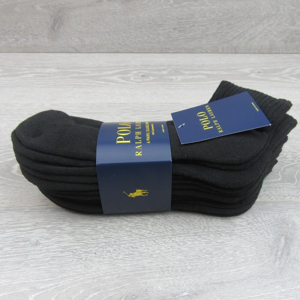 Polo Ralph Lauren Classic Sport Low Cut Socks Mens Size 6-13 Black (6-Pack) NEW - Picture 5 of 9